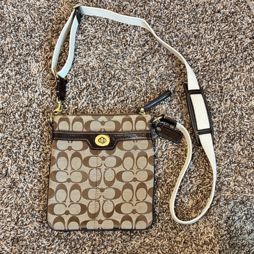 Coach Brown and Cream Crossbody Bag